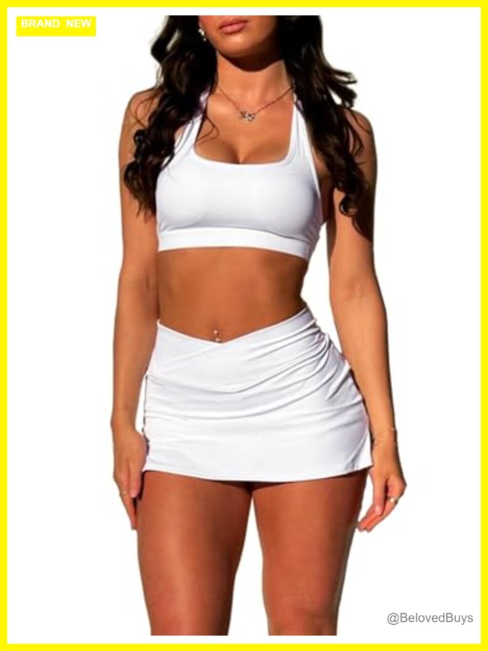 Two Piece Tennis Skirt Set with Shorts Active Skort Pickleball Golf Gym Outfit